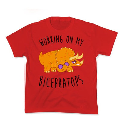 Working on My Bicepratops Kid's Tee