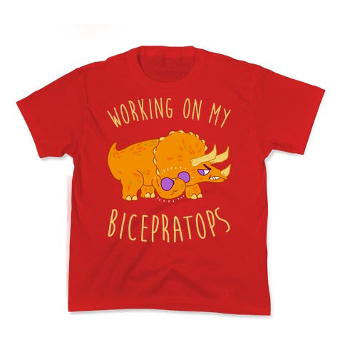 Working on My Bicepratops Kid's Tee