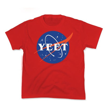Yeet Nasa Logo Parody White Print Kid's Tee