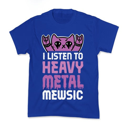 I Listen To Heavy Metal Mew-sic Kid's Tee