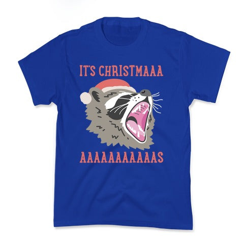 It's Christmas Screaming Raccoon Kid's Tee