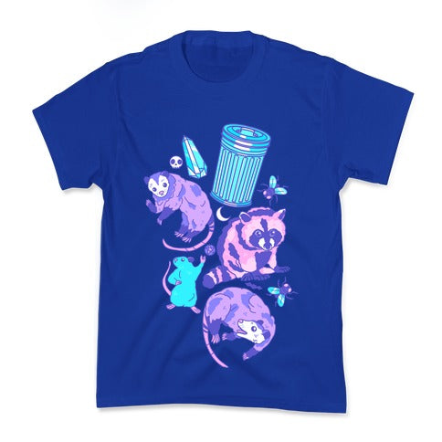Pastel Goth Trash Animals Pattern Kid's Tee