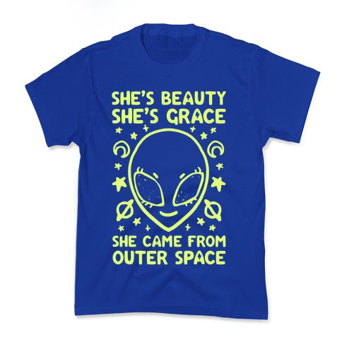 She's Beauty She's Grace She Came From Outer Space Kid's Tee