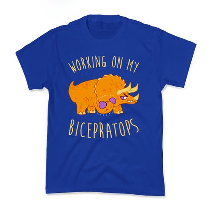 Working on My Bicepratops Kid's Tee