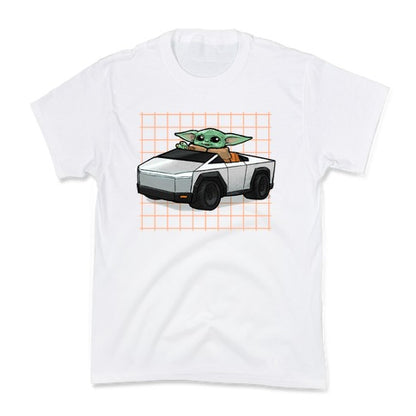 Baby Yoda in a Cyber Truck Kid's Tee