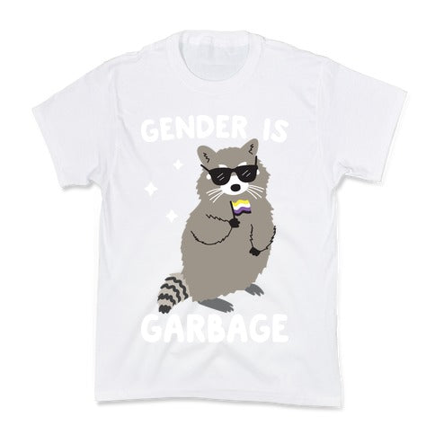 Gender Is Garbage Non-binary Raccoon Kid's Tee