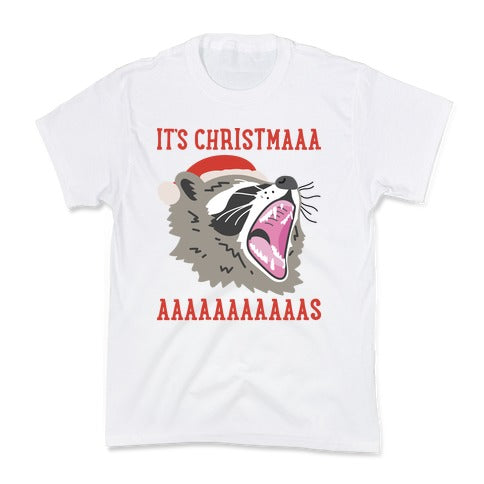 It's Christmas Screaming Raccoon Kid's Tee