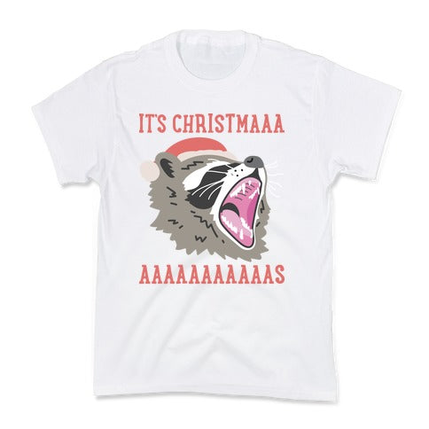 It's Christmas Screaming Raccoon Kid's Tee