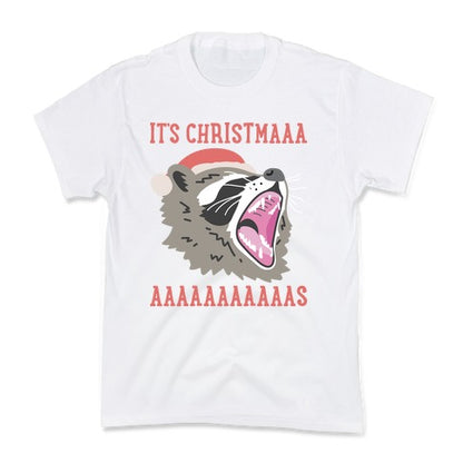 It's Christmas Screaming Raccoon Kid's Tee