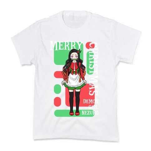 Merry Christmas Demon Girl Nezuko Kid's Tee