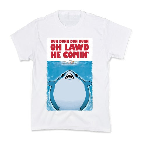 Oh Lawd He Comin' Jaws Parody Kid's Tee