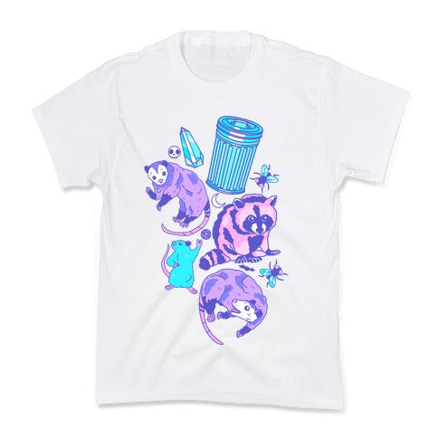 Pastel Goth Trash Animals Pattern Kid's Tee