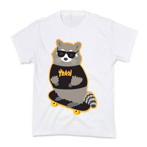 Skate Trash Raccoon Parody Kid's Tee