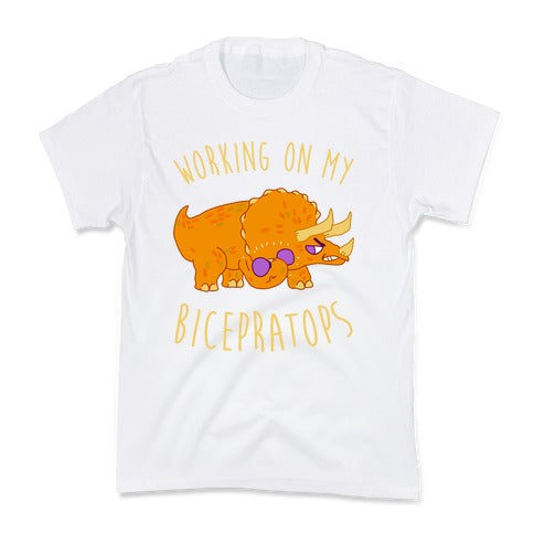 Working on My Bicepratops Kid's Tee