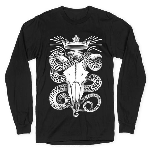 Crowned Serpent Goat Skull Longsleeve Tee