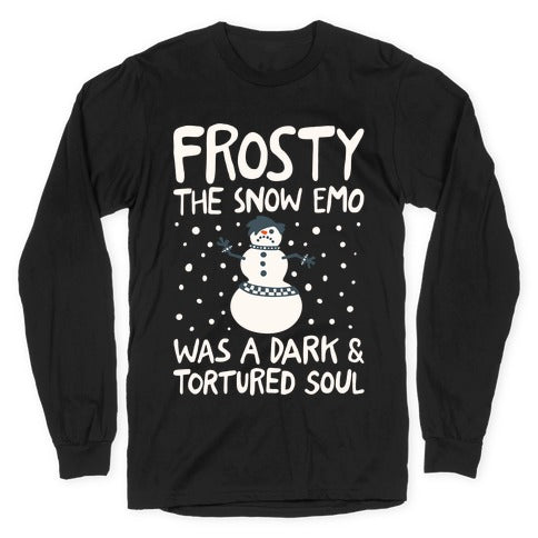 Frosty The Snow Emo Parody White Print Longsleeve Tee