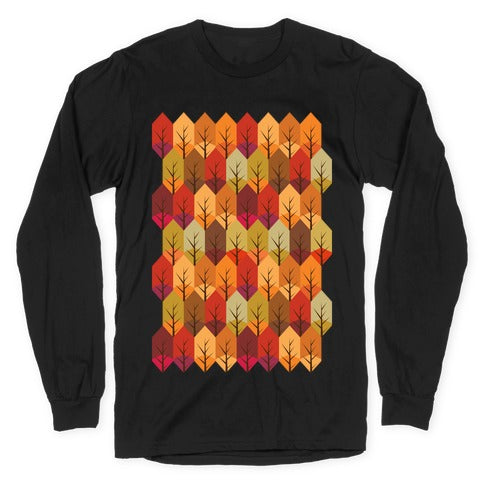 Geometric Fall Leaf Pattern Longsleeve Tee