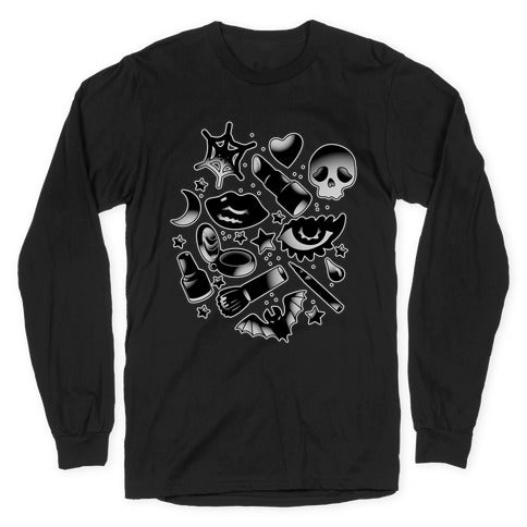 Goth Makeup Pattern Longsleeve Tee