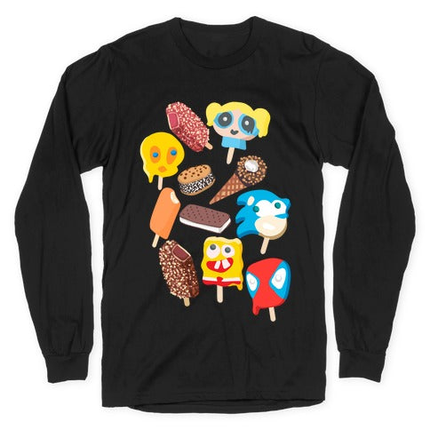 Ice Cream Truck Treats Pattern Longsleeve Tee