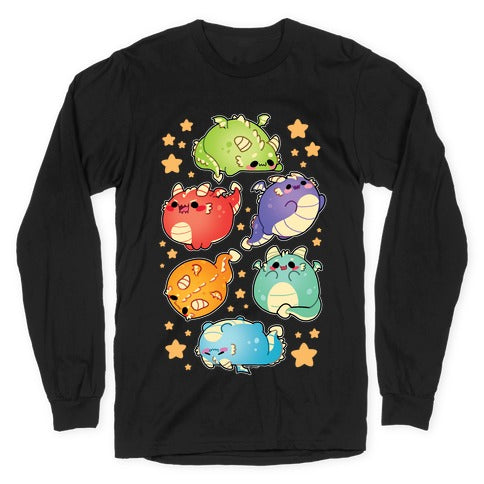 Kawaii Dragons Pattern Longsleeve Tee