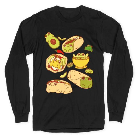Mexican Food Frogs Pattern Longsleeve Tee