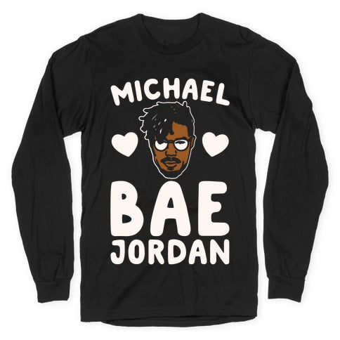 Michael Bae Jordan Parody White Print Longsleeve Tee