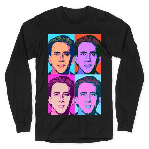 Nicholas Cage Pop Art Parody Longsleeve Tee