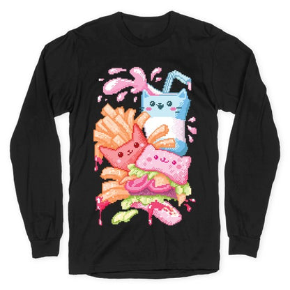 Purrger and fries Pixel Art Longsleeve Tee