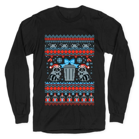 Raccoon Ugly Christmas Sweater Longsleeve Tee