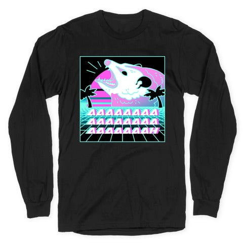 Screaming Retrowave Possum Longsleeve Tee