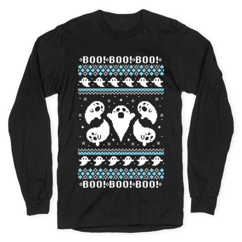 Spooky Ghosts Ugly Sweater Longsleeve Tee