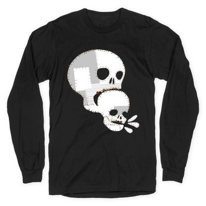Stitched Skull Eating Another Skull  Longsleeve Tee