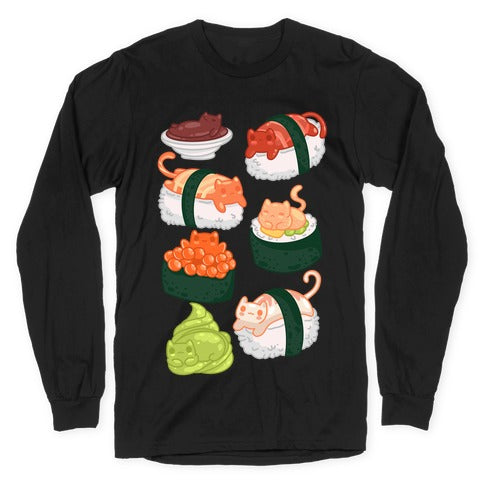 Sushi Cats Pattern Longsleeve Tee