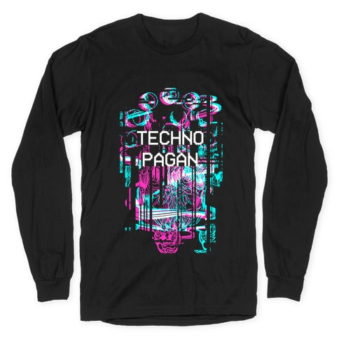 Techno Pagan Glitch Art Longsleeve Tee