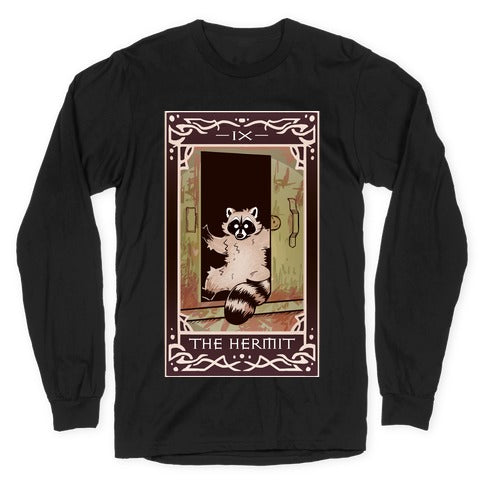 The Hermit Raccoon Tarot Card Longsleeve Tee