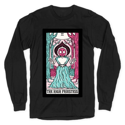 The High Priestess Flatwoods Monster Tarot Card Parody White Print Longsleeve Tee