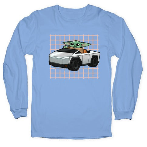 Baby Yoda in a Cyber Truck Longsleeve Tee