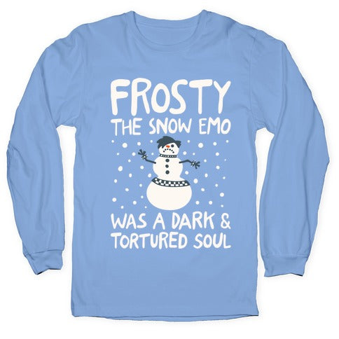 Frosty The Snow Emo Parody White Print Longsleeve Tee