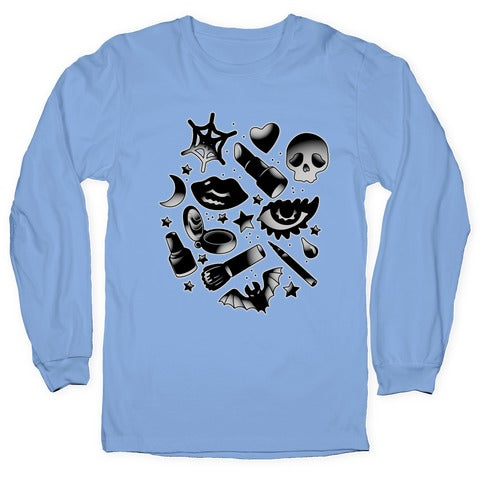Goth Makeup Pattern Longsleeve Tee