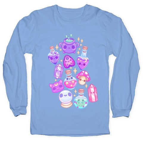 Kawaii Witchy Pattern Longsleeve Tee