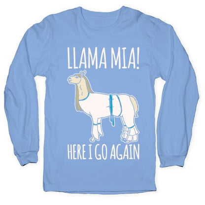 Llama Mia Parody White Print Longsleeve Tee