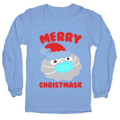 Merry Christmask White Print Longsleeve Tee