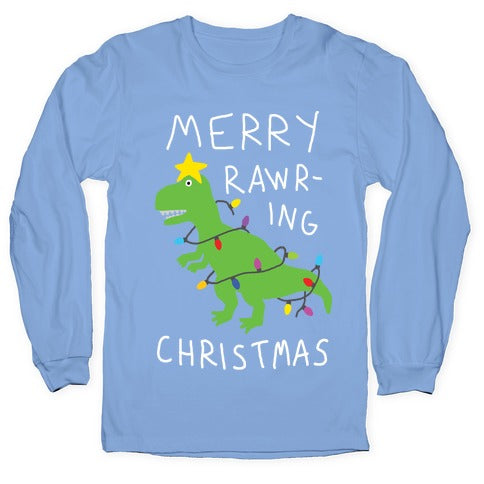 Merry Rawring Christmas Dinosaur Longsleeve Tee