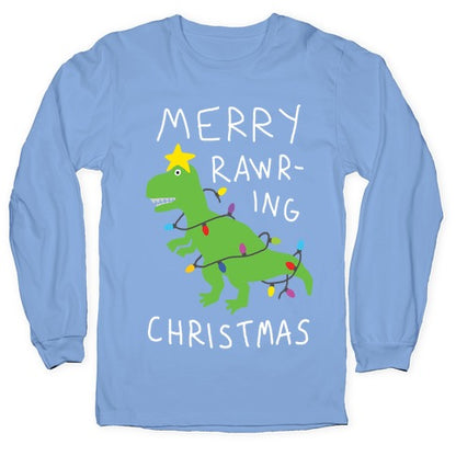Merry Rawring Christmas Dinosaur Longsleeve Tee