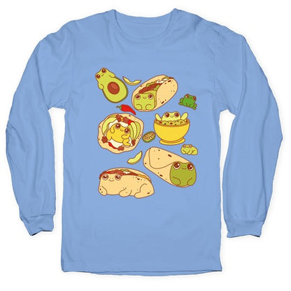 Mexican Food Frogs Pattern Longsleeve Tee