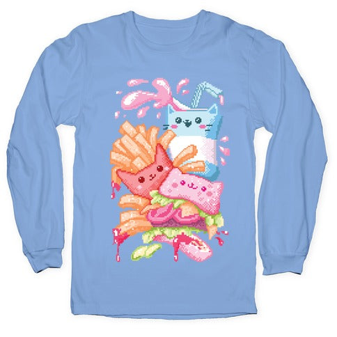 Purrger and fries Pixel Art Longsleeve Tee