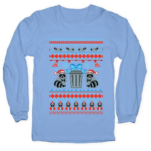 Raccoon Ugly Christmas Sweater Longsleeve Tee