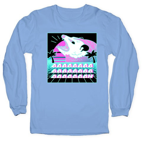 Screaming Retrowave Possum Longsleeve Tee