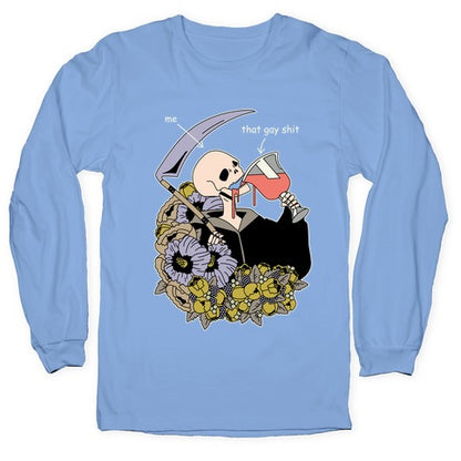 Skeleton Drinking Wine Longsleeve Tee