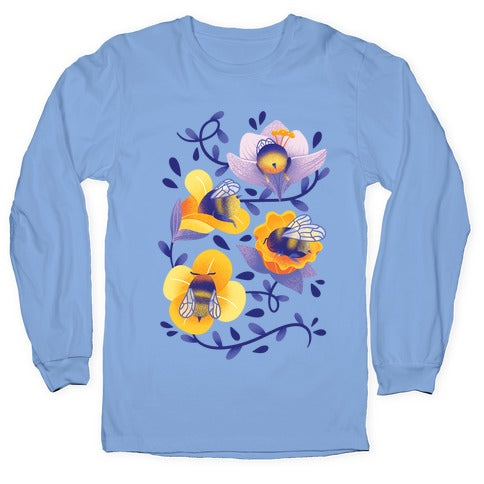 Sleepy Bumble Bee Butts Floral Longsleeve Tee